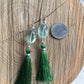 earrings "Fluorite Fringe" Large Green Fluorite, Tassel earrings, Statement earrings, Bohemian earrings, Reiki charged, Gift idea