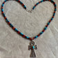 necklace "Life Renewed" Vintage Silver Ankh, Egyptian Turquoise, Afghan Lapis, Carnelian, Egyptian style, Bohemian jewelry, Gender Neutral