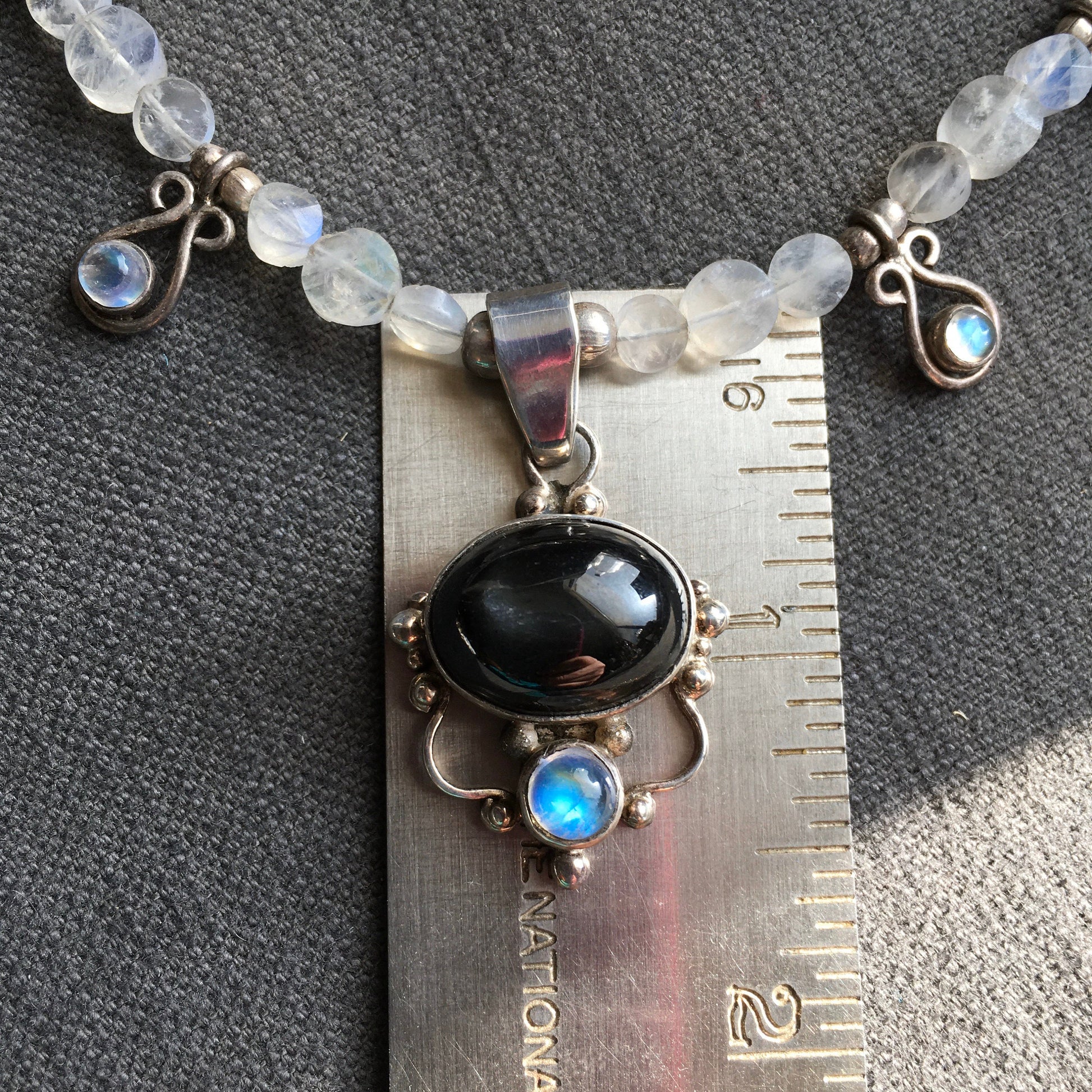 necklace/earring set "Seven Sisters" star diopside & moonstone pendant, Pleiades, OOAK, Bohemian jewelry, Reiki charged, moonstone necklace