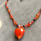 necklace "Passionately" Blown Glass Murano Heart, Gift Idea, Valentine's Day, Heart pendant, Vintage beads, Glass Crystal beads