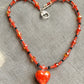 necklace "Passionately" Blown Glass Murano Heart, Gift Idea, Valentine's Day, Heart pendant, Vintage beads, Glass Crystal beads