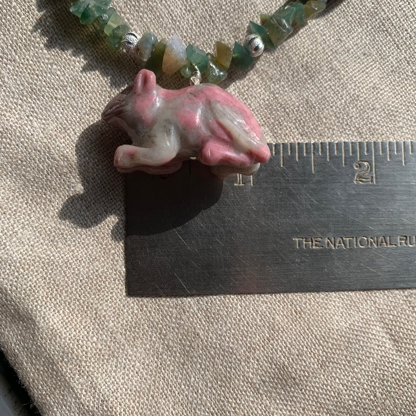 necklace "Metal Rat" Rhodonite rat, Moss agate, Rhodonite, Year of the Rat, Chinese zodiac animal, Gender Neutral, Animal jewelry