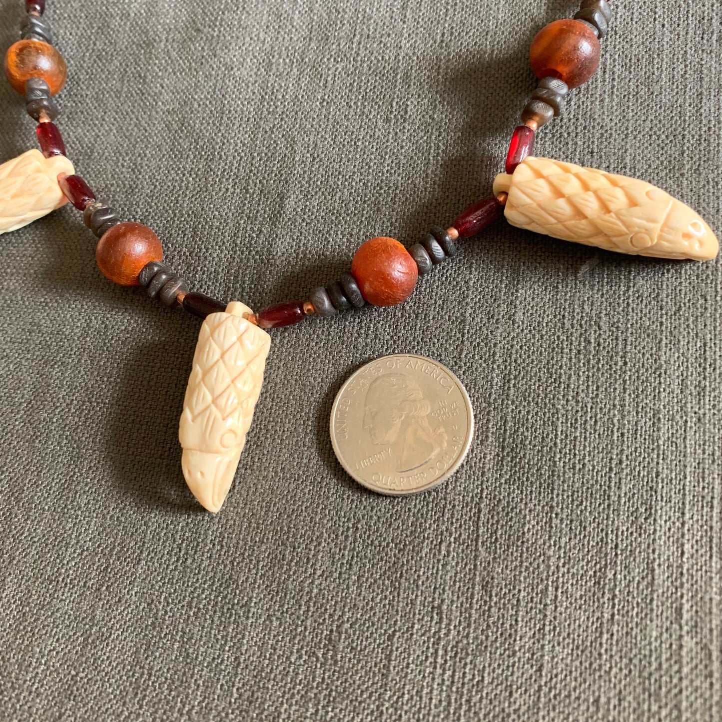 necklace "Soar" carved bone eagles, horn beads, gender neutral necklace, bird energy, eagle jewelry, raptor necklace