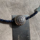 Necklace “Spiral Deep” Sapphires, Aquamarine, Fine Silver Shell focal beads, Statement Piece, gift idea, March & September birthstone