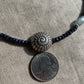 Necklace “Spiral Deep” Sapphires, Aquamarine, Fine Silver Shell focal beads, Statement Piece, gift idea, March & September birthstone