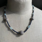 Necklace “Spiral Deep” Sapphires, Aquamarine, Fine Silver Shell focal beads, Statement Piece, gift idea, March & September birthstone