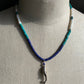 Necklace “My point is...Dolphins” vintage sterling dolphin, Afghan lapis, Vintage Turquoise, Shell Heishi, Dolphin necklace, Water Jewelry