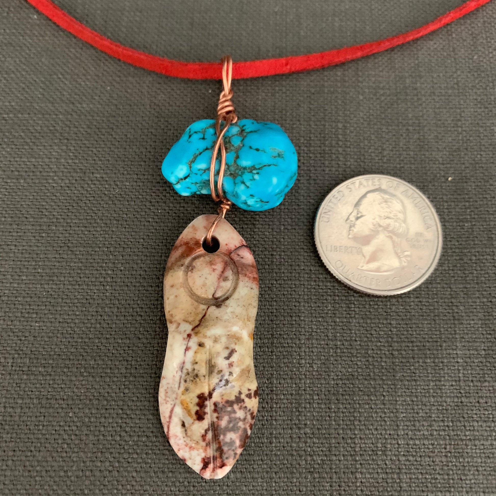 pendant "Mother Sky" Goddess jewelry, carved stone Goddess, Turquoise nugget, copper wire, Pagan jewelry, Nut, Sky Goddess, gender neutral