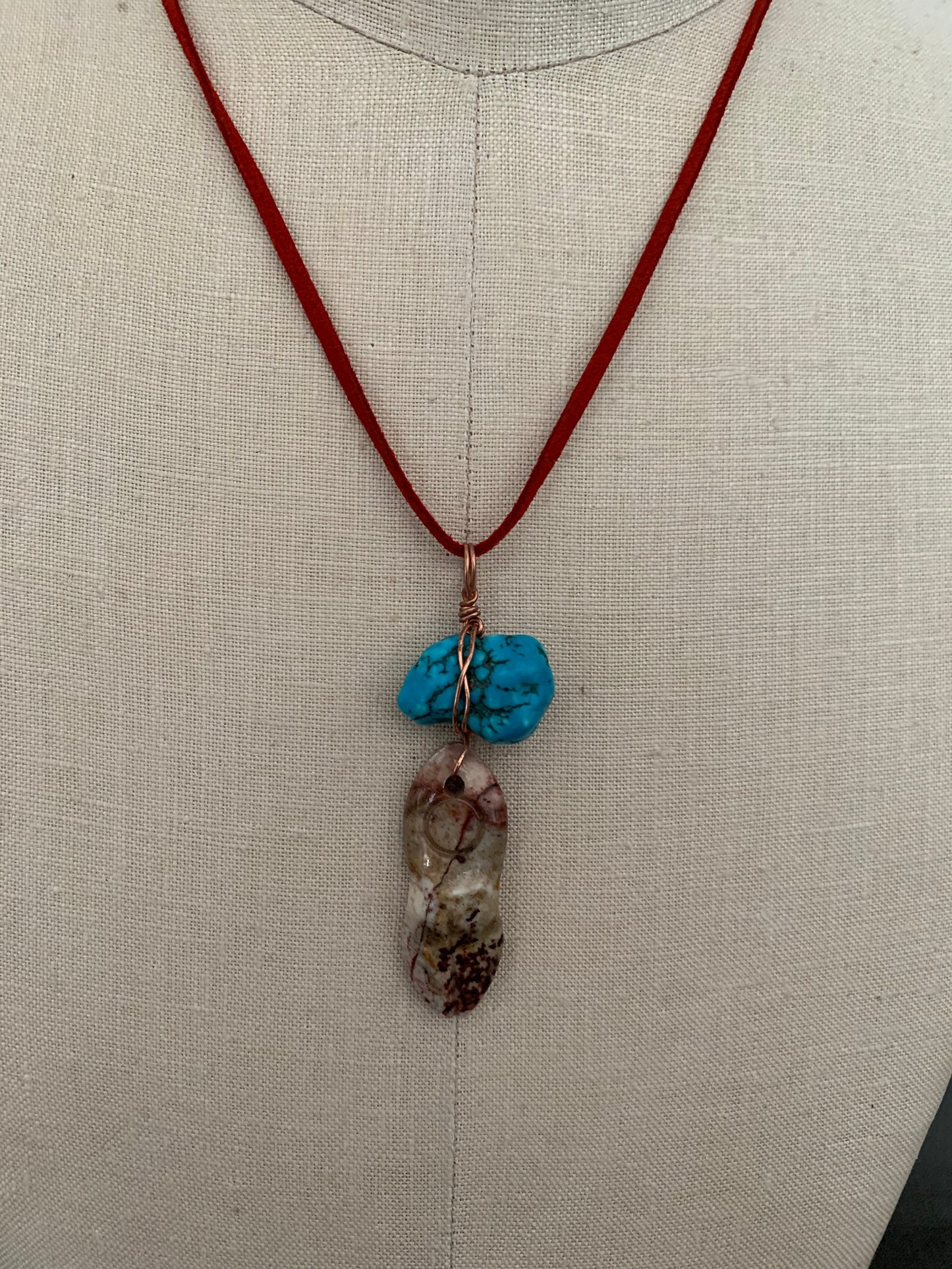 pendant "Mother Sky" Goddess jewelry, carved stone Goddess, Turquoise nugget, copper wire, Pagan jewelry, Nut, Sky Goddess, gender neutral