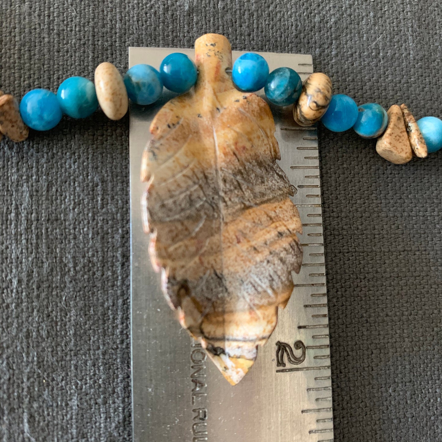 Necklace "High Desert Lake" Picture Jasper Leaf, Apatite, Picture Jasper, Pyramid Lake, Gender Neutral jewelry, Gift idea,