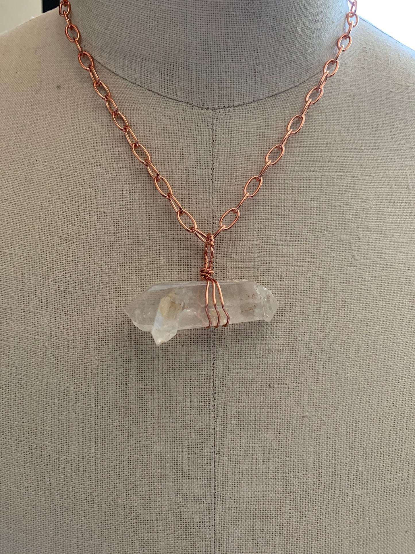 Pendant “The Nursery Crystal” Double Terminated Himalayan Quartz, Cross crystal, Copper chain, Gender Neutral, Reiki charged, Master crytsal