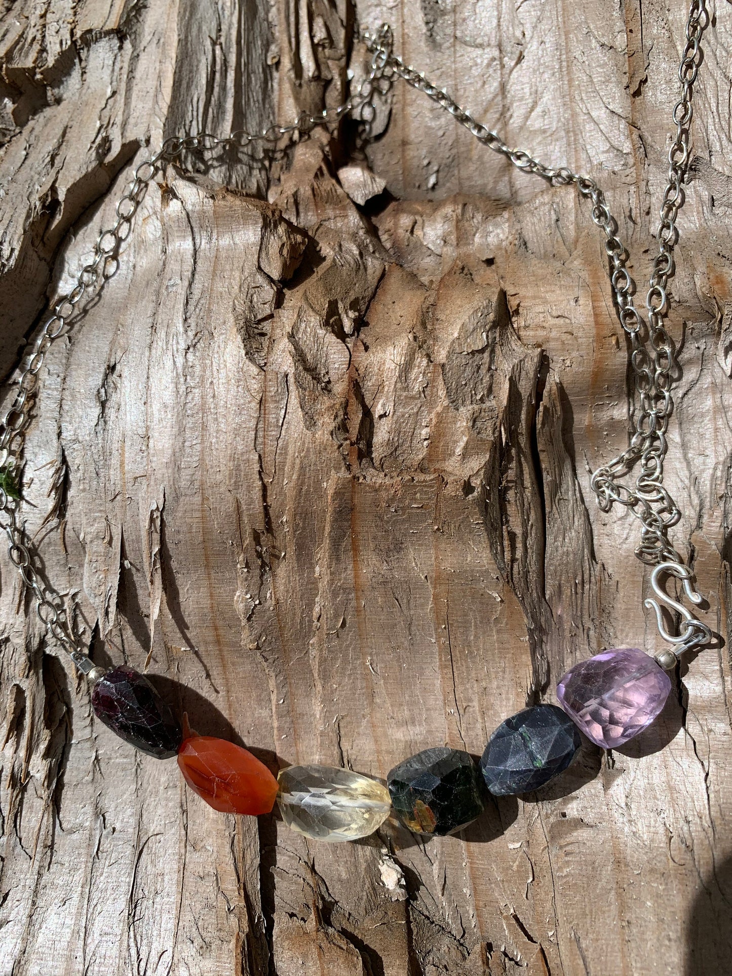 Necklace “Traditional Rainbow” Pride jewelry, Gender Neutral, LGBTQ+ Necklace, Garnet, Carnelian, Citrine, GreenTourmaline, Iolite, Amethyst