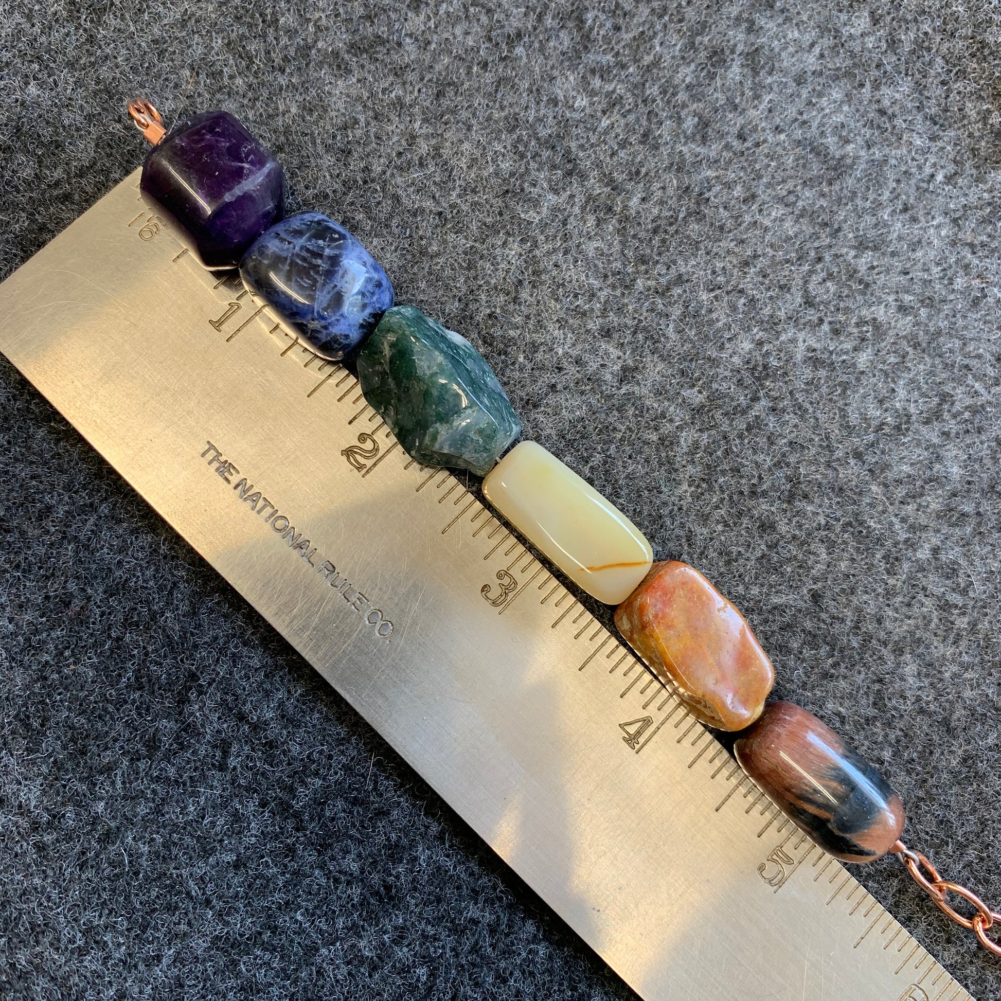 Necklace “Earthy Rainbow” Pride necklace, Gender Neutral, LGBTQ+ jewelry, Red Tiger Eye, Jasper, Agate, Moss Agate, Sodalite, Fluorite