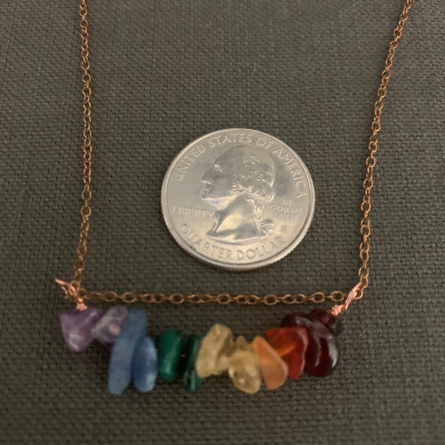 Necklace “Delicate Rainbow” Pride necklace, LGBTQ+ jewelry, Rainbow Pendant, Copper chain, Gender Neutral, Semi Precious stone chips