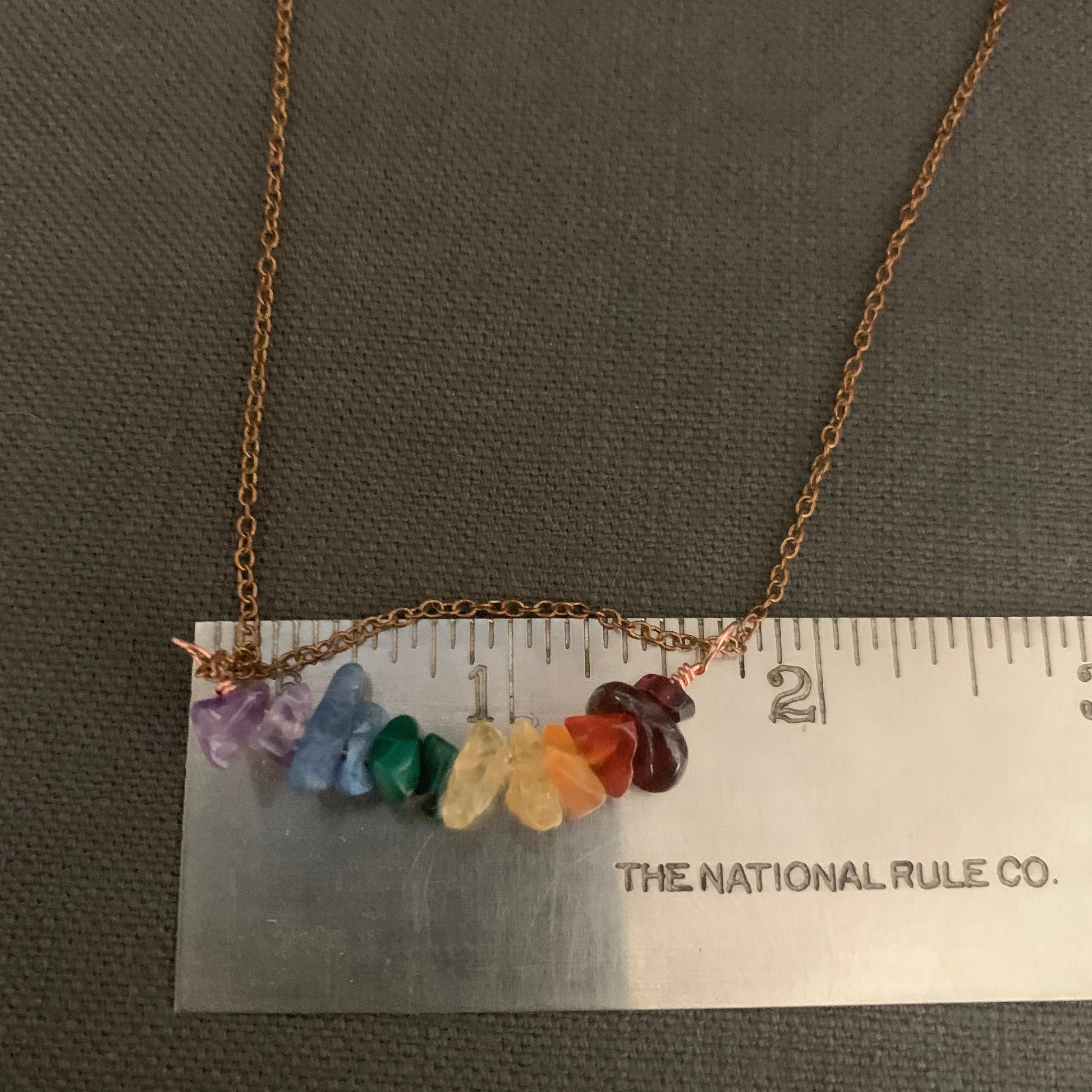 Necklace “Delicate Rainbow” Pride necklace, LGBTQ+ jewelry, Rainbow Pendant, Copper chain, Gender Neutral, Semi Precious stone chips