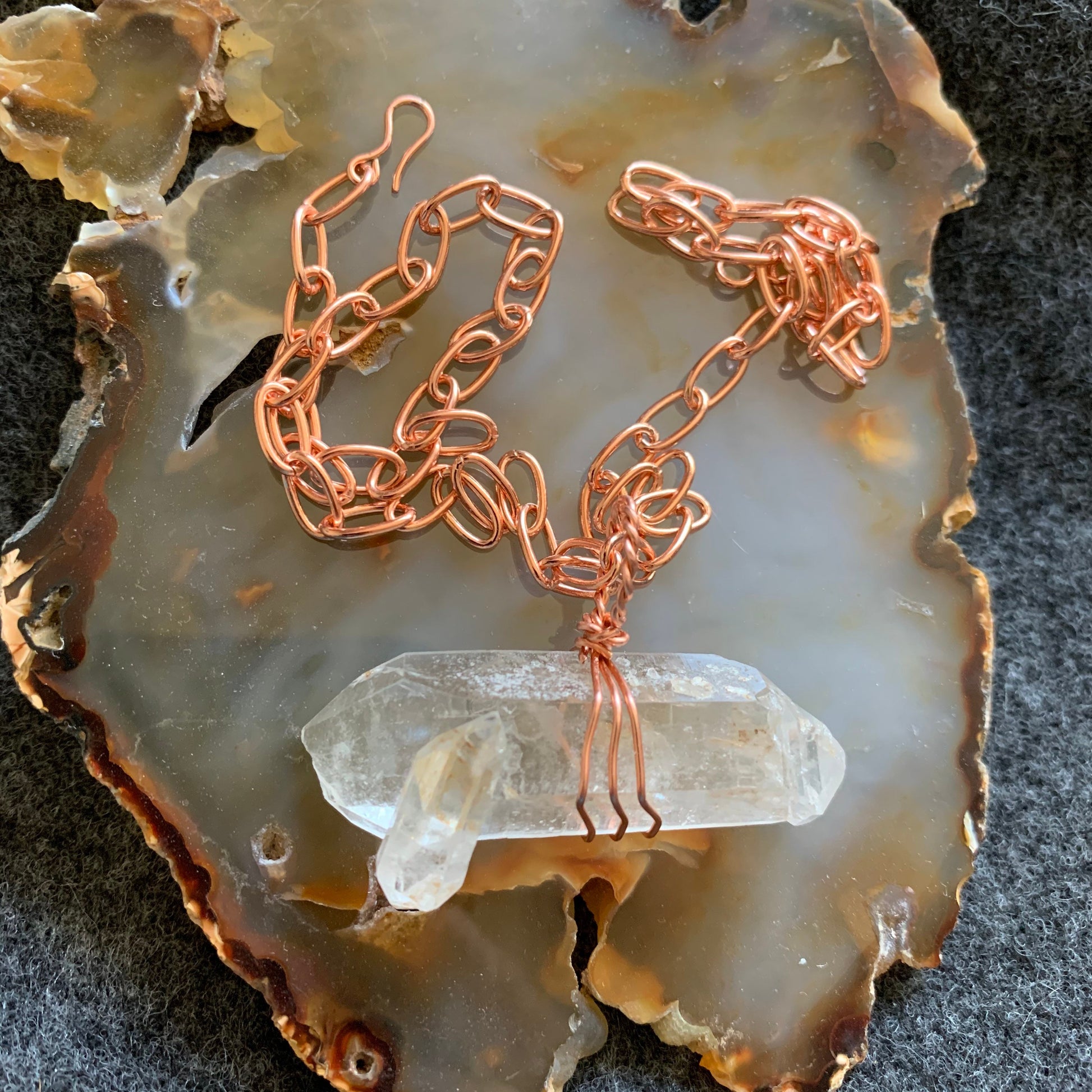 Pendant “The Nursery Crystal” Double Terminated Himalayan Quartz, Cross crystal, Copper chain, Gender Neutral, Reiki charged, Master crytsal