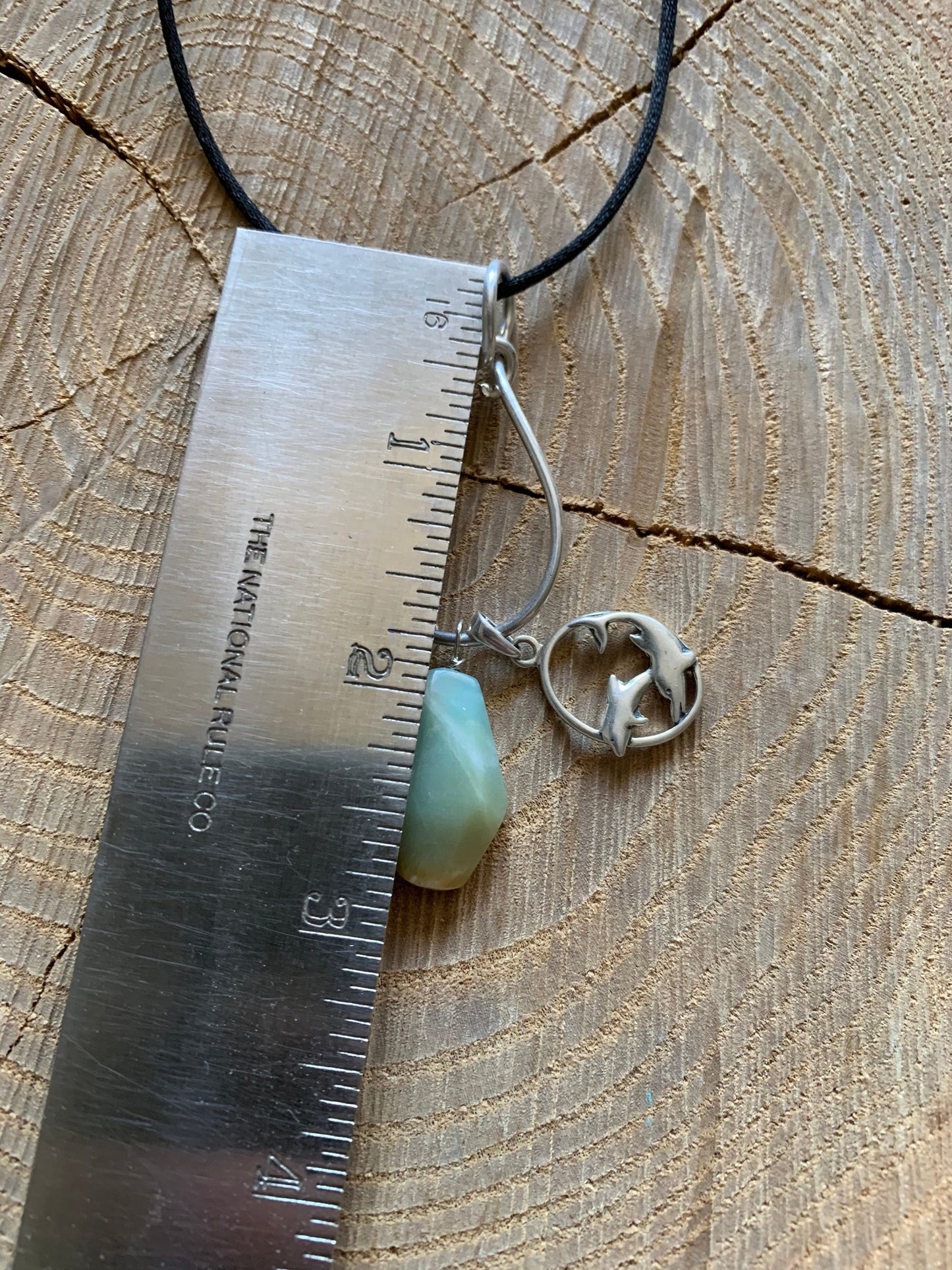 Pendant “Surfing with Dolphins” Handmade sterling charm holder, Amazonite, Dolphin charm, Surfboard charm, Mermaid jewelry, Surfer jewelry