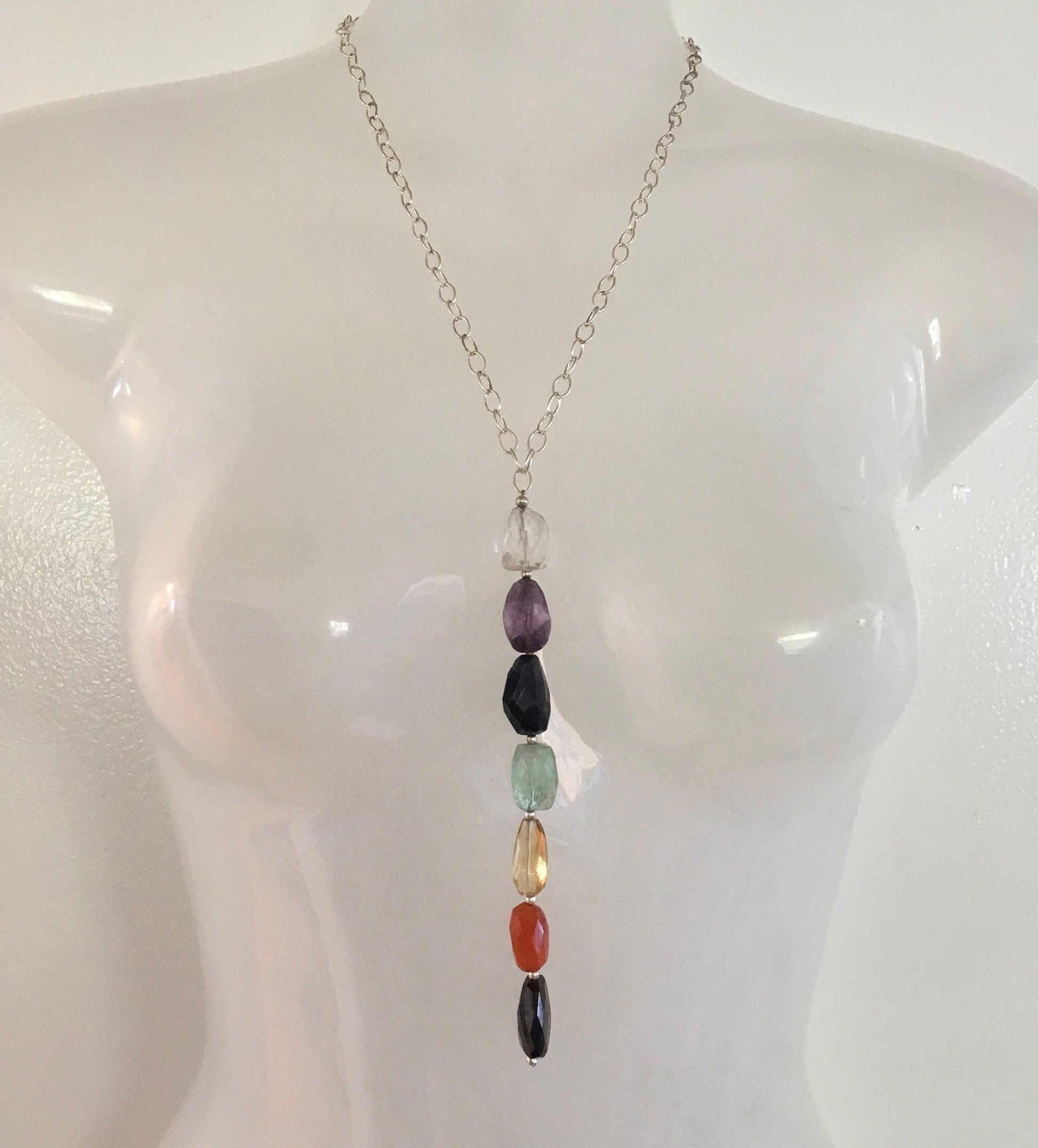 Necklace "Pride" Rainbow pendant, LGBTQ+, chakra jewelry, Reiki charged, statement piece, Gender Neutral, Gift Idea, Semi Precious stones