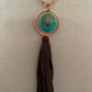 Pendant “Woke” Enameled Bell with Mandala, Copper link, Ultra Suede tassel, Meditation Bell, Tassel pendant, Gift Idea, Reiki charged