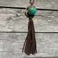 Pendant “Woke” Enameled Bell with Mandala, Copper link, Ultra Suede tassel, Meditation Bell, Tassel pendant, Gift Idea, Reiki charged