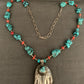 necklace "Hand Held High" Nepal Hamsa, Tibetan turquoise, Red Coral, Hand of God, Hand of Fatima, Gift idea, Gender Neutral jewelry, Reiki