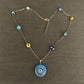 necklace "Seeing Circles" Murano glass Evil Eye pendant, Evil Eye beads, Protection charm, sterling chain, handmade links, Gender Neutral