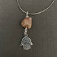Pendant “Heart & Hand” faceted Pink Tourmaline, Sterling Hamsa, Heart chakra, Protection, Hand of God, Reiki charged, Gender Neutral