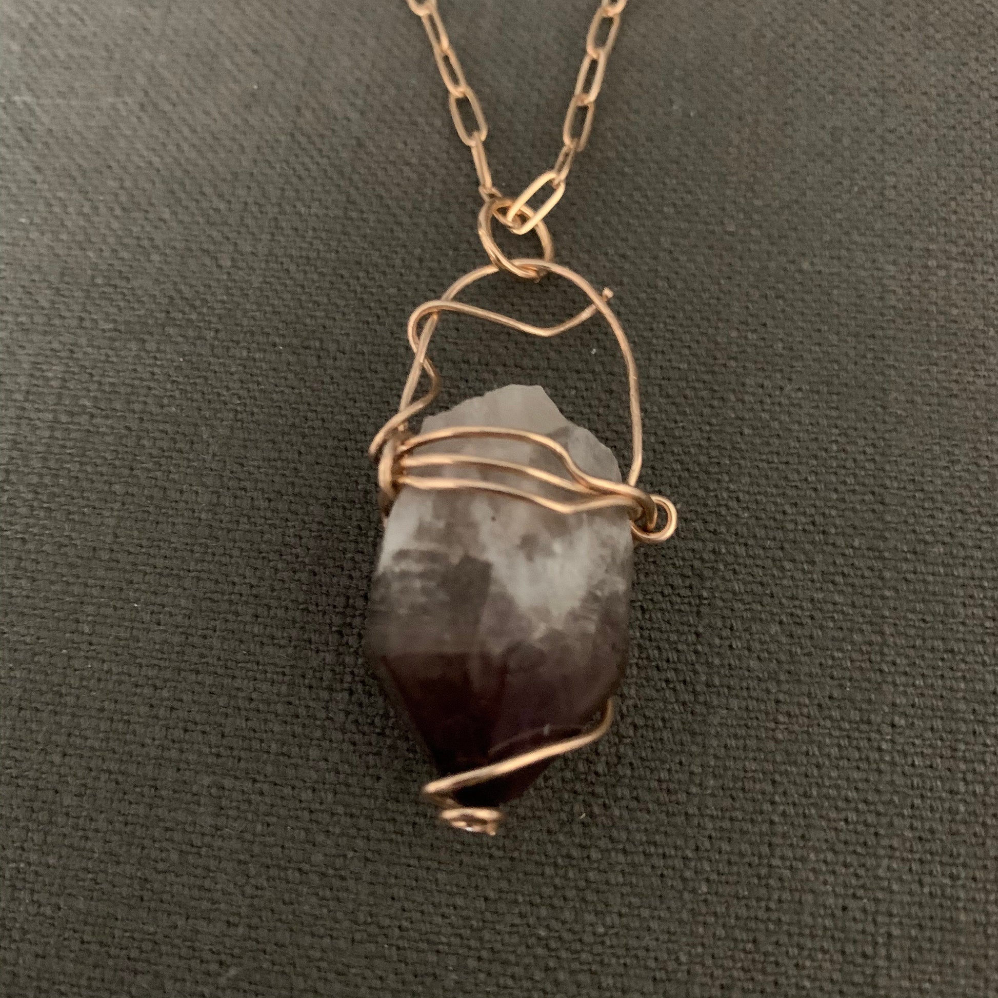 Pendant, Amethyst in Bronze, Amethyst crystal point, Bronze Wire, Organic design, Healing crystal, Gender neutral, Chakra jewelry, Third Eye