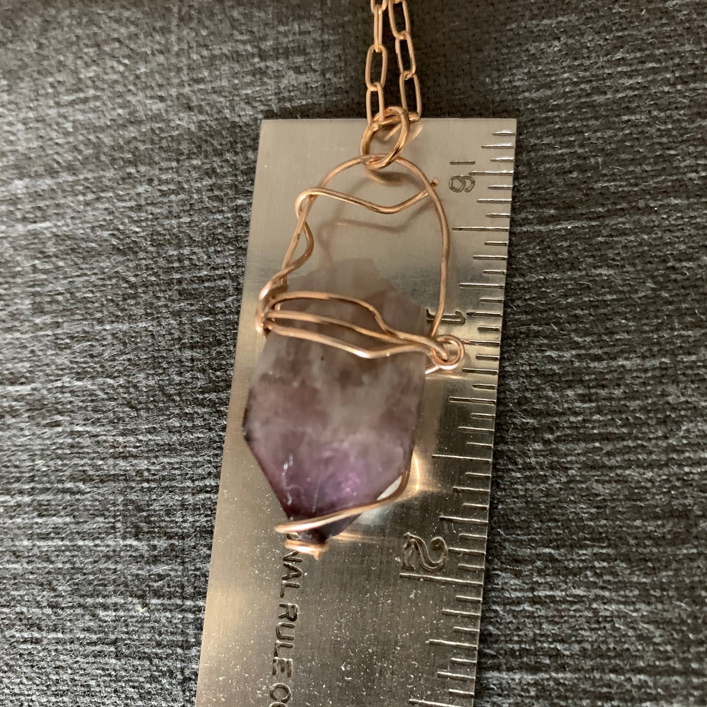 Pendant, Amethyst in Bronze, Amethyst crystal point, Bronze Wire, Organic design, Healing crystal, Gender neutral, Chakra jewelry, Third Eye