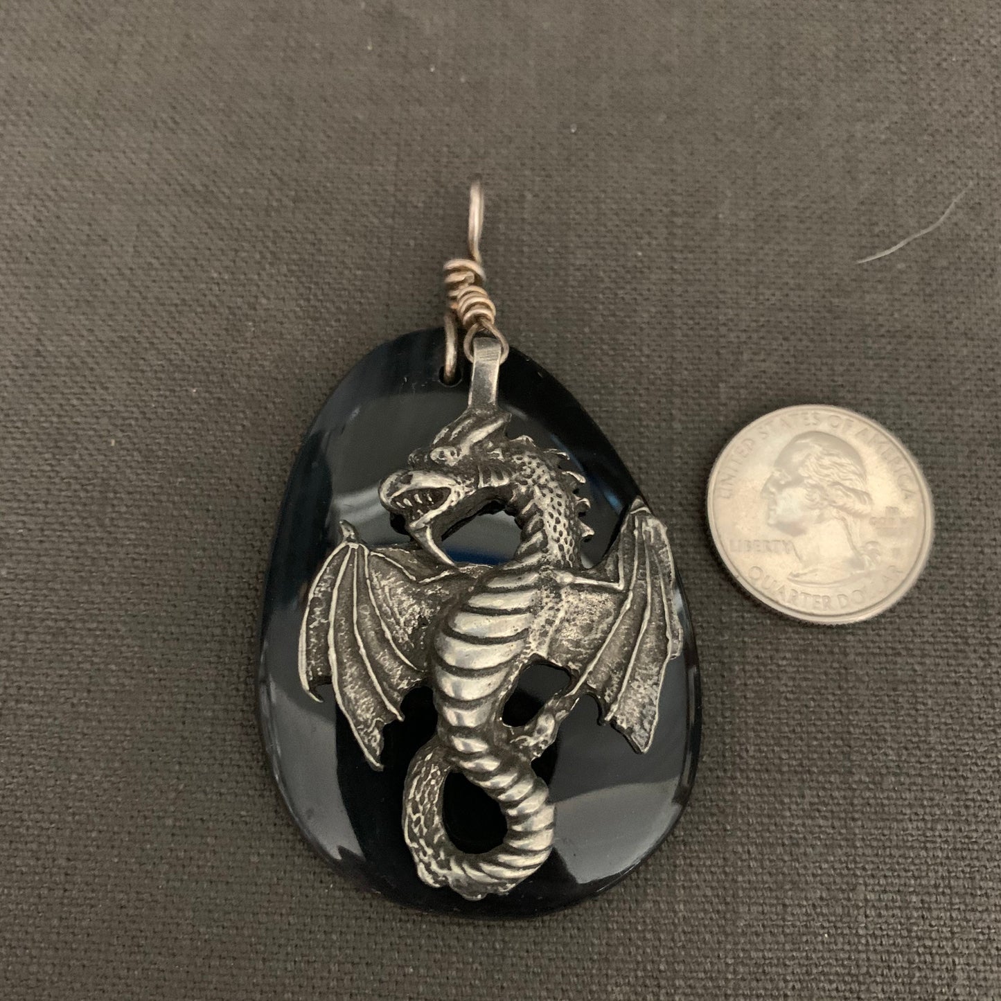 pendant "Dragon Eye" Pewter Dragon, Banded Onyx, Dragon jewelry, Gender Neutral jewelry,  Mother of Dragons, Dragon Riders, reiki charged