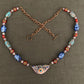 necklace "Fall Flowers" Murano glass Evil Eye pendant, Gift idea, Protection charm, Millefiori beads, Lampwork beads, Copper chain