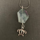 Pendant “Squirt” Sterling Sea Turtle charm, Large Rainbow Fluorite, Ocean Jewelry, Merfolk pendant, Gender Neutral, Reiki charged, Chakras