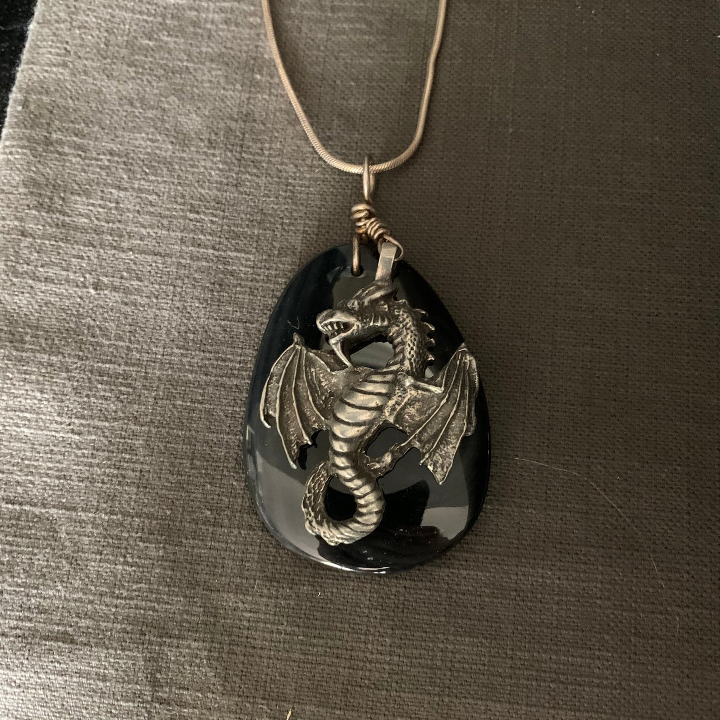 pendant "Dragon Eye" Pewter Dragon, Banded Onyx, Dragon jewelry, Gender Neutral jewelry,  Mother of Dragons, Dragon Riders, reiki charged