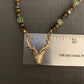 Necklace “Ancient Hart” Bronze Stag Head, Tiger Eye, Peridot, Pyrite, Gender Neutral, Reiki charged, Solar Plexus chakra, Prosperity stones