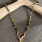 Necklace “Ancient Hart” Bronze Stag Head, Tiger Eye, Peridot, Pyrite, Gender Neutral, Reiki charged, Solar Plexus chakra, Prosperity stones