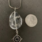 Pendant “Seeing in All Directions” Clear Quartz tumble, Sterling Compass Rose charm with Evil Eye, Gender Neutral jewelry, Reiki charged