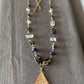 necklace "All Seeing" All Seeing Eye pendant, Lampwork beads, Lapis, Quartz, Millefiori, Gender Neutral, Handmade Links, Upcycled chain