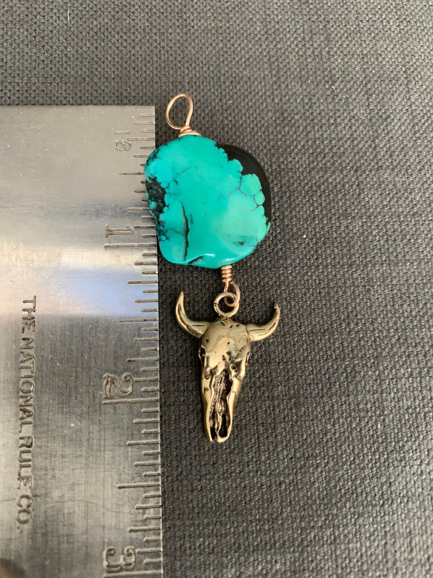 Pendant “Cow skull” Bronze Cow Skull, Turquoise, Memento Mori, Gender Neutral jewelry, Cow Totem, Animal Guide, Reiki charged, Samhain