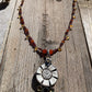 necklace "Sunflower" Carved Flower pendant, Garnet, Citrine, Carnelian, Flower Power, Sunflower jewelry, Reiki charged, Chakra jewelry