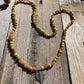 necklace "Autumn" Fine Silver Leaf pendant, Serpentine, Sunstone, Gender Neutral jewelry, Reiki charged, Hill Tribe Silver, Chiang Mai beads