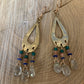 Earrings “Ancient Tear Drops” Bronze Teardrop charms, Rutilated quartz, Lapis, Sunstone, Green Agate, Chandelier earrings, Gift idea, Reiki