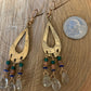 Earrings “Ancient Tear Drops” Bronze Teardrop charms, Rutilated quartz, Lapis, Sunstone, Green Agate, Chandelier earrings, Gift idea, Reiki