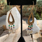 Earrings “Ancient Tear Drops” Bronze Teardrop charms, Rutilated quartz, Lapis, Sunstone, Green Agate, Chandelier earrings, Gift idea, Reiki