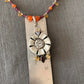 necklace "Sunflower" Carved Flower pendant, Garnet, Citrine, Carnelian, Flower Power, Sunflower jewelry, Reiki charged, Chakra jewelry
