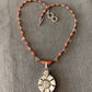 necklace "Sunflower" Carved Flower pendant, Garnet, Citrine, Carnelian, Flower Power, Sunflower jewelry, Reiki charged, Chakra jewelry