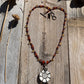 necklace "Sunflower" Carved Flower pendant, Garnet, Citrine, Carnelian, Flower Power, Sunflower jewelry, Reiki charged, Chakra jewelry