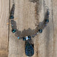 Necklace “Royal Peacock” Carved Labradorite Peacock, Faceted Teal Pearls, Labradorite, Amethyst, Gift Idea, Statement Piece, Reiki Charged