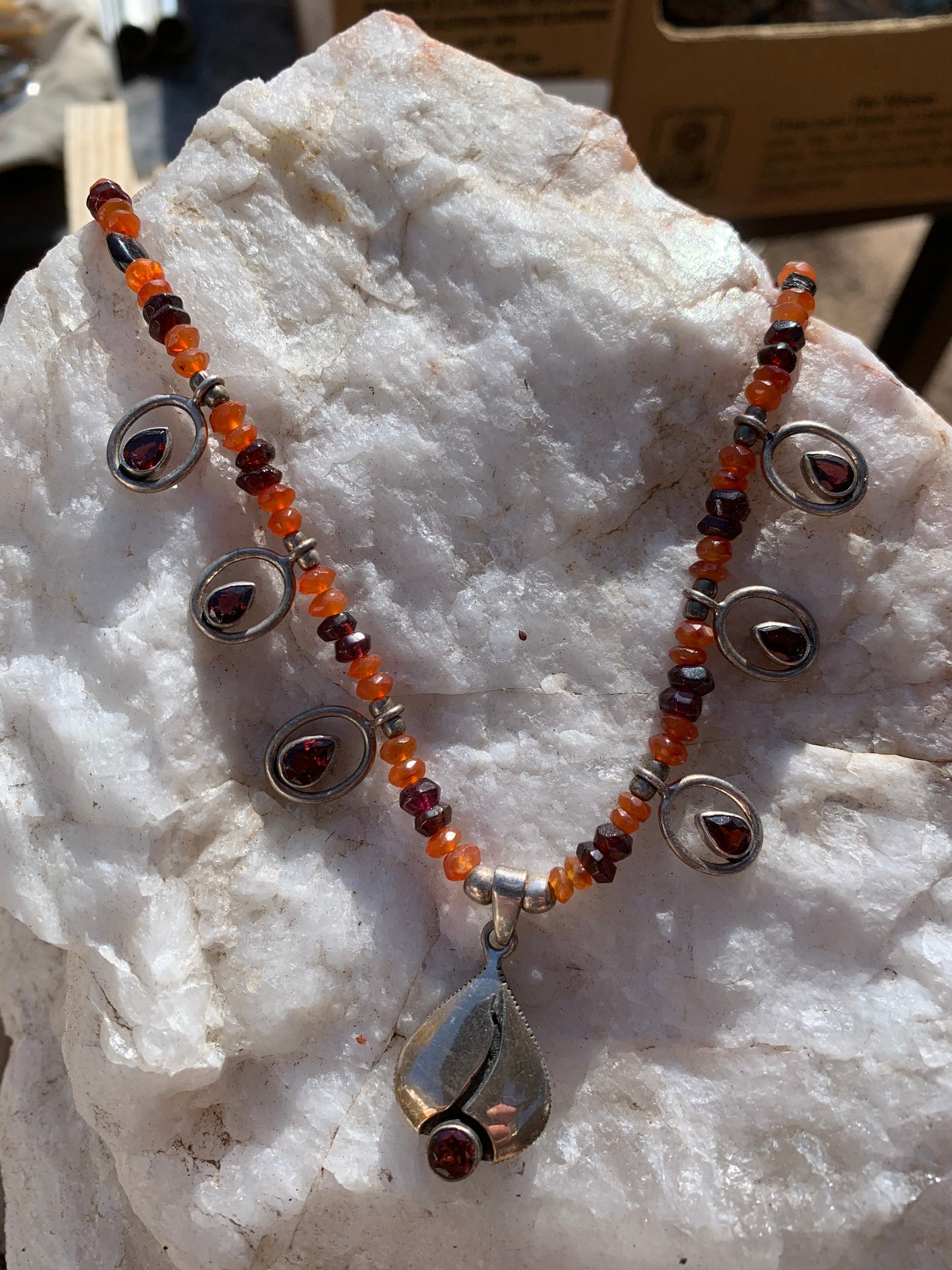 garnet necklace "Sacred Flame" Garnet pendants, Carnelian, Chakra jewelry, Sacral and Root Chakras, Reiki charged, Gift idea, Fire necklace