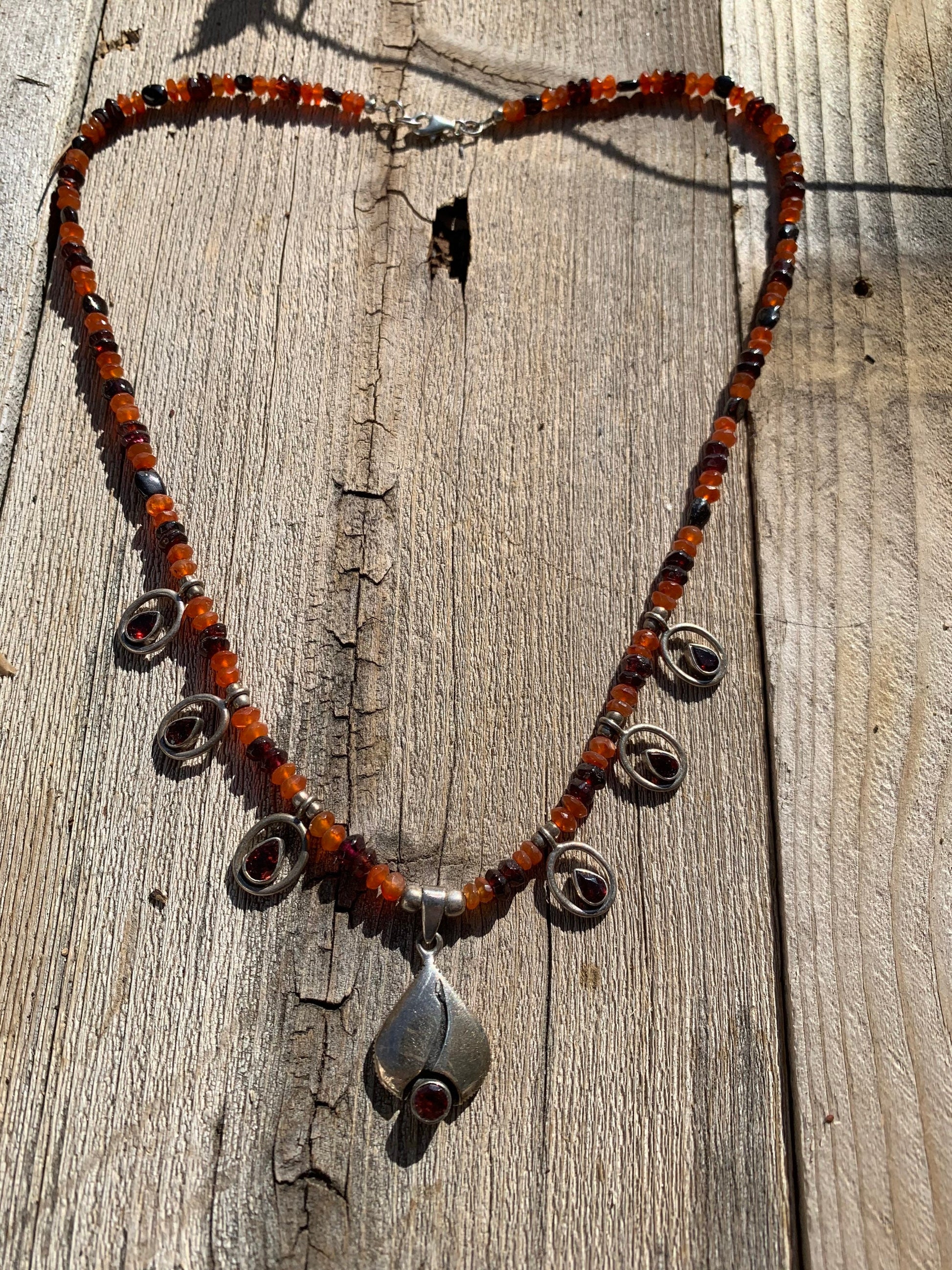 garnet necklace "Sacred Flame" Garnet pendants, Carnelian, Chakra jewelry, Sacral and Root Chakras, Reiki charged, Gift idea, Fire necklace