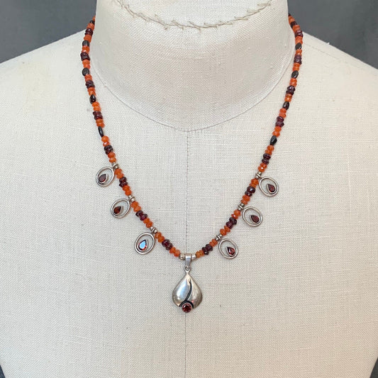 garnet necklace "Sacred Flame" Garnet pendants, Carnelian, Chakra jewelry, Sacral and Root Chakras, Reiki charged, Gift idea, Fire necklace